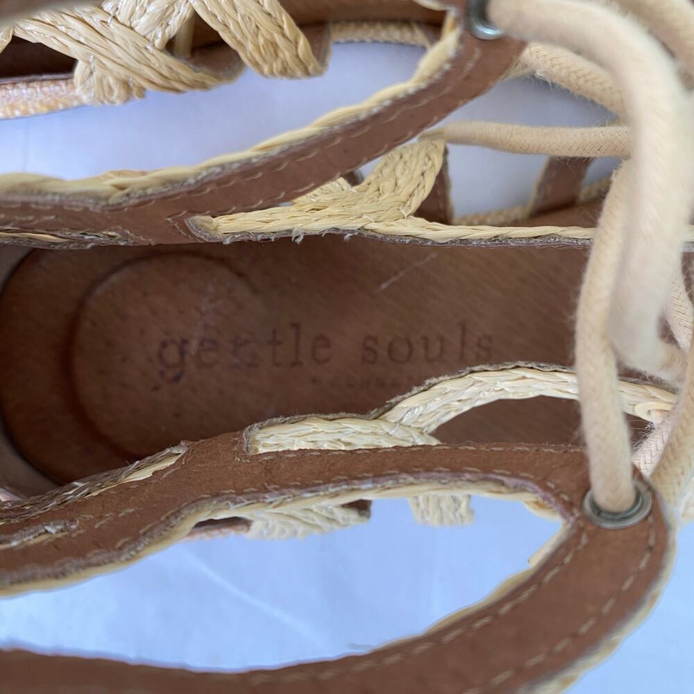 Gentle Souls Break My Heart 3 Raffia Leather Gladiator Sandals 7.5 - Picture 9 of 11